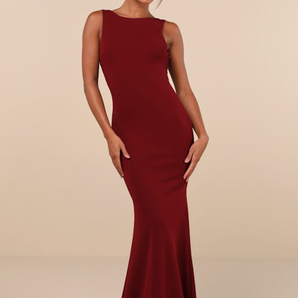 Lulus Love In Your Eyes Wine Red Knotted Mermaid Maxi Dress - Size L